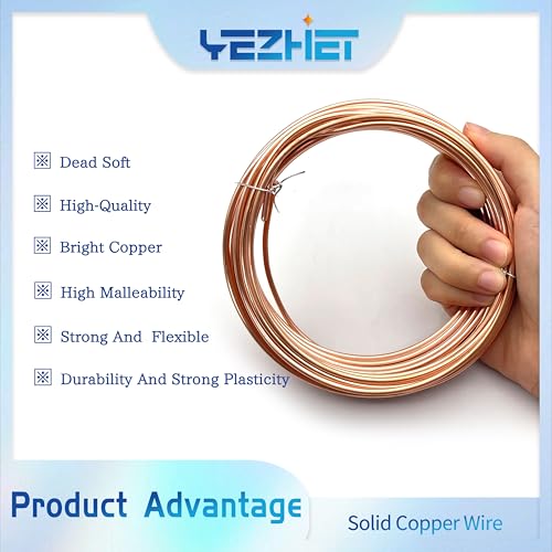 10 Gauge Soft Soild Copper Wire, 34 ft 1LB Spool, 99.9% Pure for Electroculture Gardening, Jewelry Making, Beading, Science Projects - size: 10GA