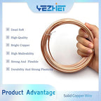10 Gauge Soft Soild Copper Wire, 34 ft 1LB Spool, 99.9% Pure for Electroculture Gardening, Jewelry Making, Beading, Science Projects - size: 10GA