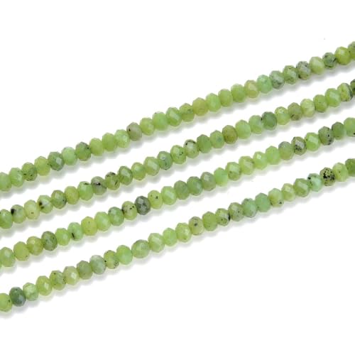 Adabele 30 Inch Natural Green Canadian Nephrite Jade Healing Gemstone 4mm x 3mm Tiny Small Faceted Round Rondelle Loose Beads Stone Spacer (270-290pcs) GK-B4 - color: Canadian Nephrite Jade, size: 4mm x 3mm - 30 inch/2 strands