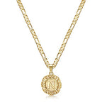 KissYan Initial Necklaces for Women, 14K Gold Plated Round Letter Pendant Capital Monogram Necklace Alphabets from A-Z Figaro Chain Jewelry - color: Gold, style: N