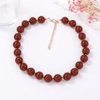 Caiyao Bohemian Colorful Acrylic Round Beaded Choker Necklaces Handmade Adjustable Resin Beads Clavicle Rope Necklace for Women Men Ethnic Costume Party Vacation Jewelry Gifts - color: Brown