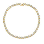 Gemsme 18K White Gold Plated Halo Necklace 5.0mm Round Cubic Zirconia Classic Tennis Necklace - color: Yellow Gold, size: 20 inch