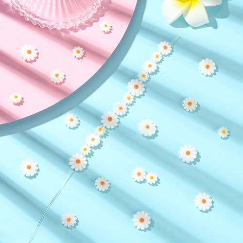 SUNNYCLUE 1 Box 30Pcs Shell Daisy Beads Flower Shell Beads Small Cute White Sunflower Summer Beach Natural Freshwater Loose Spacer for Jewelry Making DIY Earrings Bracelets Crafts Supplies Women Adult