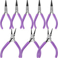 8 PCS 4.5 Inch Round Nose Jewelry Pliers, Purple Jewelry Making Grip with Double Leaf Spring, Perfect for Creating Bracelets, Earrings and Necklaces