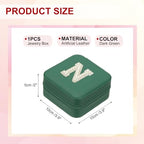 PATIKIL Travel Jewelry Case, N Initial Small Travel Jewelry Box Organizer Rings Earrings Storage Case Personalized Gifts for Women Girls Birthday Christmas Bridesmaid Gifts, Dark Green - style: N