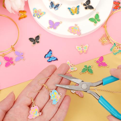 MARFOREVER 40Pcs/20 Pairs Butterfly Charms, Mixed Butterflies Charms for Jewelry Making, Assorted Enamel Butterfly Charm Pendants for Necklace Earring Bracelet Crafting - style: Butterfly