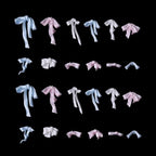 12 Grids Pink & Blue Mixed Ribbon Bow Nail Charms - Fresh Pastel Resin Bow Nail Decorations, Two-Tone Bow Nail Gems for Acrylic/Gel Nails DIY Manicure