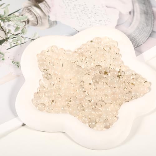 200Pcs Glass Round Beads 8mm Transparent Ink Wash Dye Sprinkled Gold Scattered Beads Handmade DIY Bead Material Bracelet Accessories (Apricot) - color: Apricot