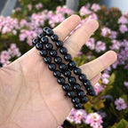 Adabele 1pc Natural Stretch Gemstone Bracelet 8mm (0.31") Bead 7" to 8.5 inch Healing Crystal Energy Quartz Chakra Jewelry Women Unisex Birthday Gift - color: Black Agate, size: 8 inch