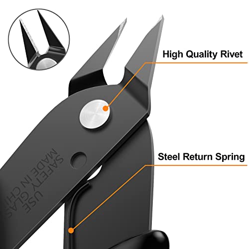 BOENFU Small Wire Cutter Jewelry Wire Cutters Zip Tie Cutters 2-Pack Flush Cut Nippers Precision Small Side Cutting Pliers for 3d Print, Plastic Models, Jewelry, Electronics, Black, 5 Inches, BF-170 - color: Black ( 2 Pack )