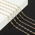 KYUNHOO 16.4 Feet Jewelry Making Supplies Set Gold Plated Brass Chain for Jewelry Craft Making Clear Beaded Necklace Chains Roll with Jump Rings Lobster Clasps - color: Clear Beaed-Gold