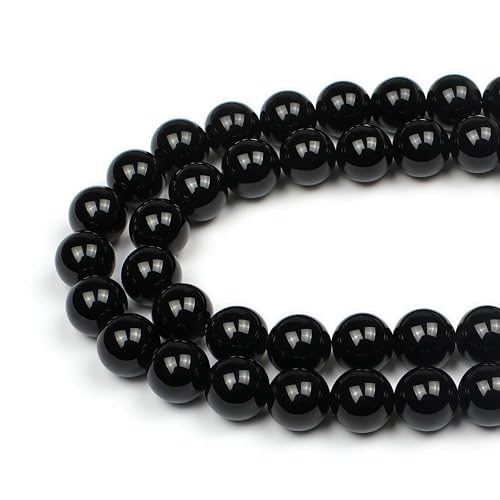 MJDCB Natural Stone Bead Black Onyx Gemstone Loose Beads for Jewelry Making Bracelet Necklace 10mm - color: Black Agate, size: 10mm