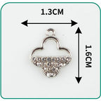 16-Pcs Crystal Jewelry Making Charms Silver Pendant Charm For Women Making Jewelry Crafts Rhinestone Charms - color: Clover