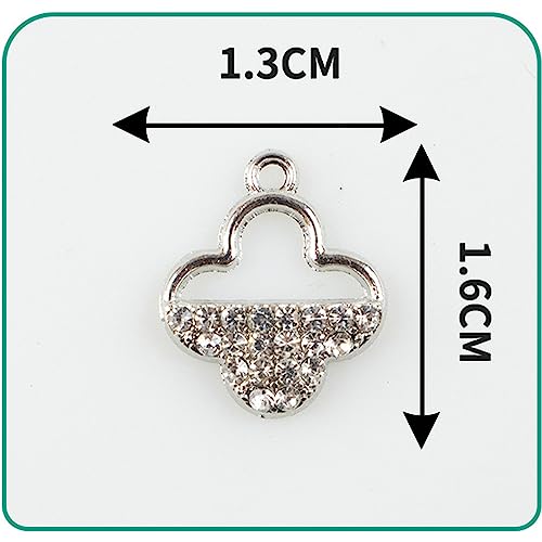 16-Pcs Crystal Jewelry Making Charms Silver Pendant Charm For Women Making Jewelry Crafts Rhinestone Charms - color: Clover