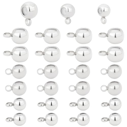 PH PandaHall 45pcs Sterling Silver Stop Beads - 3 Sizes, Slide Stopper, Locator Rings, Pendant, Brass Tube for Jewelry Making