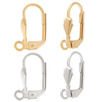 Beebeecraft 1 Box 40Pcs Leverback Earring Findings 24K Gold Plated Brass French Earring Hooks with Open Loops Silver and Gold 16.5x11mm Interchangeable Dangle Ear Wire Findings for Jewelry Making - color: Leaf Leverback Earring
