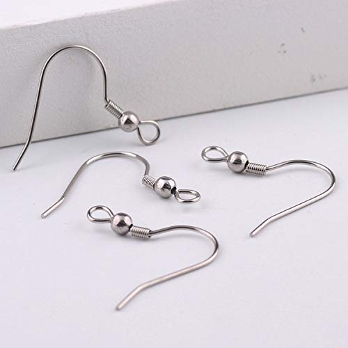 200pcs Stainless Steel Ball and Coil Earring Hooks Findings Ear Wires Fish Hook Earrings Hoops Ear Wire for DIY Jewelry Making (10169)