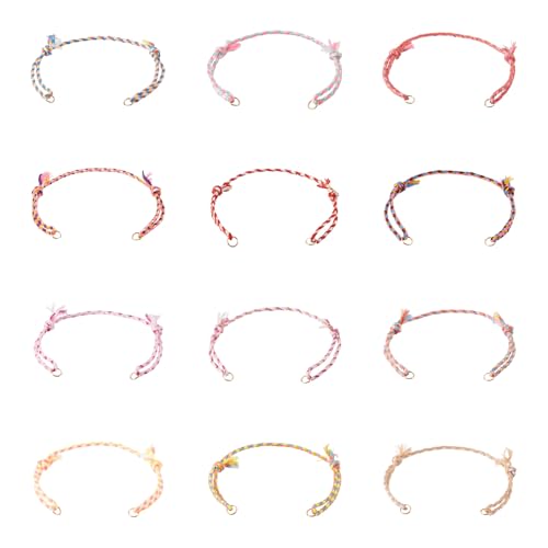 36Pcs Adjustable Braided Cord Bracelets Bracelet String with Clasp,10-1/4 Inch Colorful Polycotton Adjustable Bracelets,Thread Half Finished Bracelet for Wrist DIY Women Jewelry Making - color: National Style