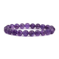 Justinstones Gem Semi Precious Gemstone 8mm Round Beads Stretch Bracelet 7 Inch Unisex - color: A Grade Amethyst