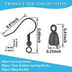 180Pcs Earring Making Kit - Stainless Steel French Earring Hooks Wire Ear Ball Hooks with Pendant Clasp for DIY Jewelry Crafts (Black)
