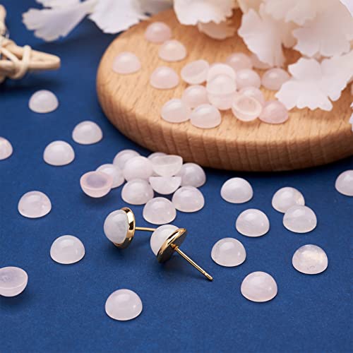 Crafans 50Pcs 8mm Half Round Gemstone Cabochons Natural Rose Quartz Flat Back Stone Cabochons Domes No Hole Healing Power Stone Chakra Crystal Beads for Jewelry Making - color: Rose Quartz, size: 8mm
