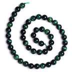 Natural Gemstone Loose Beads Smooth Round Approxi 15 inch DIY Bracelet Necklace for Jewelry Making (8mm, Green Tiger Eye) - color: Green Tiger Eye, size: 8mm