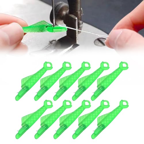 Fish Mouth Sewing Machine Needle Threader, 2024 Upgrade Quick Sewing Machine Loop Easy Selfthread Needle Threaders Tool, Automatic Sewing Needle Threader Simple Needle Threader (Green*10) - color: Green*10