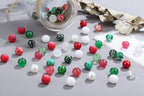 DUQGUHO Christmas Beads, Christmas Beads for Jewelry Making, 8mm Red Green White Round Glass Beads Kit 360PCS - color: 10-Red Green White