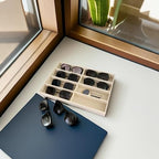 Velvet Sunglasses Organizer Tray 8 Slot, Stackable Eyewear Display Case for Sunglasses, Glasses & Watches, Premium Beige Velvet, Removable Dividers, Drawer Insert, Home Retail Trade Show - color: Glasses Tray
