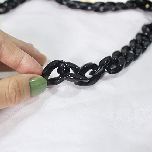 Aumey Clear White Black Brown Acrylic Chain Clutch Purse Strap Handles Bag Handbag Purse Replacement Chains 40 Inches - color: Black