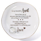 HOME SMILE Christmas Mothers Day Appreciation Birthday Gifts for Aunt from Newphew or Niece-Ceramic Ring Dish Jewelry Tray-Stocking Stuffers for Aunt - style: Mom