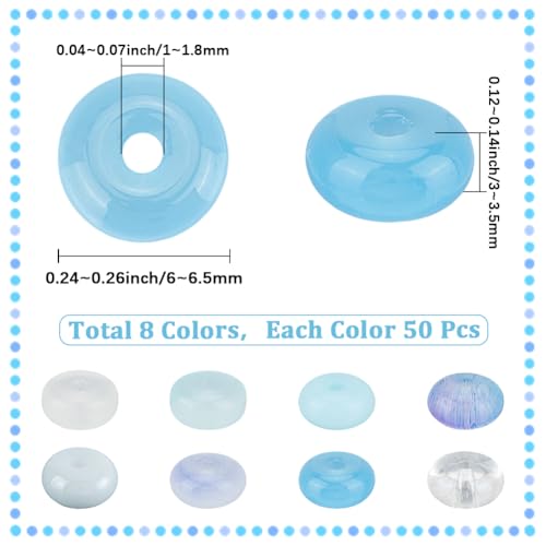 SUNNYCLUE 1 Box 400Pcs 6mm Abacus Beads Flat Round Glass Beads Bulk Small Cute Blue Transparent White Crystal Rondelle Loose Spacers for Bracelet Making Jewelry Necklace Crafts DIY Supplies Women - color: Blue
