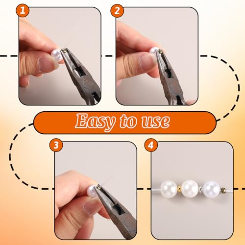 300 Pcs Crimp Beads for Jewelry Making, 4mm Multi-Color Alloy Crimp Bead Knot Covers, Semicircular Bead Crimps Tubes for DIY Bracelet Necklace Jewelry Supplies