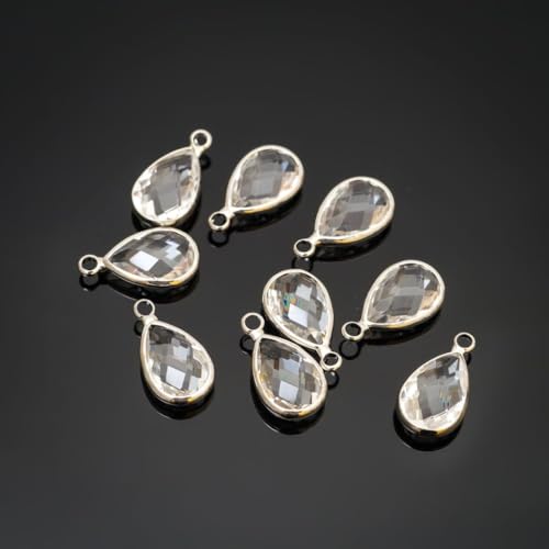 Adabele Grade A Birthstone Pendant Drop 11mm 14mm 16mm Sterling Silver Plated For Personalized Earrings Bracelet Necklace Anklet Pendant Keychain Craft Jewelry Making - color: April (diamond clear), size: 14mm Long - 10pcs