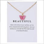 Rrdaily 9 Pcs Dainty Colorful Butterfly Pendant Necklace Set for Women,Bohemian Acrylic Butterfly Chain Necklace Cute Jewelry Gift - style: White card