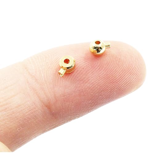 20Pcs Gold Crimp Beads 18K Gold Plated Beads 3mm Loose Rondelle Spacer Beads Metal Bead Spacers Beads for DIY Bracelet Necklace Jewelry Making - color: Gold, Round