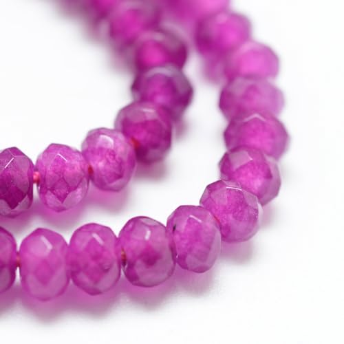 Perlin Agate & Jasper Gemstone Strand Beads 4 mm Rondelle 110 Pieces Jewellery Beads Semi-Precious Stone for Jewellery Necklace Bracelet Earrings (Violet) - color: Purple