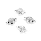 Brass Made Round Magnetic Clasps Stronger Magnetic Closure for Necklace Bracelet and Chain Keep Your Jewelry Secure 5 Sets/lot - size: 12mmX20mm & Silver & Cubic Zirconia