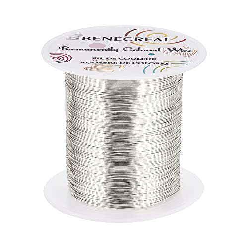 BENECREAT 26 Gauge 131 Yards Tarnish Resistant Silver Wire Jewelry Beading Wire for Beading Wrapping and Other Jewelry Craft Making - color: Silver, size: 26 Gauge