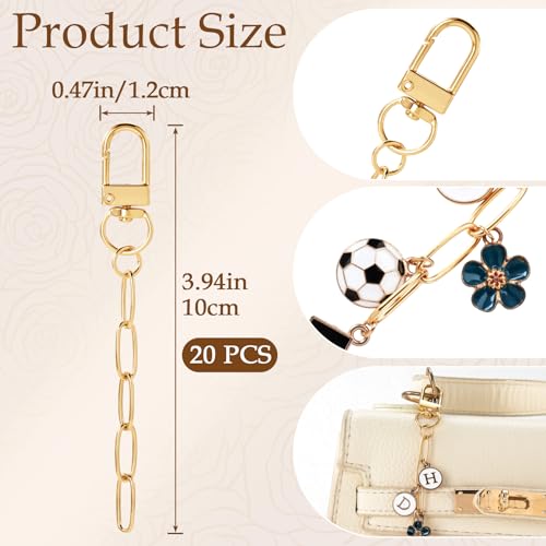Hzopcw 20pcs Gold Keychain Making Kit, Key Ring Swivel Snap Hook Chains, Extender Keychain Bag Charm Kits for DIY Crafts Jewelry Making Handbag Purses- B Style - color: Gold-20pcs-B Style