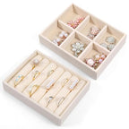 2pcs Ring Holder Display 6 Grid Jewelry Drawer Organizers Trays Small Ring Organizer for Jewelry Rings TrayRings Holder Display Tray Necklace Insert Holders Case for Girl Store Selling or Home Show