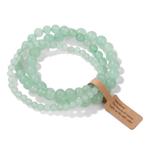 3 PCS Healing Crystal Bracelets for Women 8mm Natural Stone Beaded Stretch Bracelet Amethyst Jewelry Gifts - color: 4,6,8mm Green Aventurine