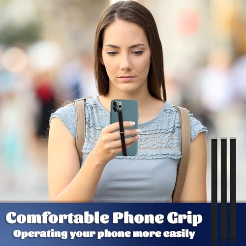 TEAMOLA Silicone Phone Grip Strap - Black 230 Phone Hand Strap Holder with Loop for Cell Phones, iPhone Grip, Finger Holder & Back of Phone Grips, Secure Anti-Slip Grip(3 Packs) - color: 230, 3 Black