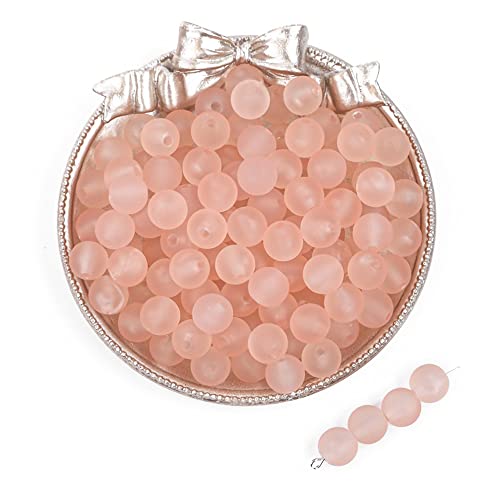 230pc 8mm Acrylic Round Beads - Matte Lt.Pink Frosted Craft Beads forDIY Jewelry Making - color: Lt.Pink, size: 8MM