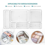 12 Pack Drawer Organizer - 6" X 9" Clear Acrylic Storage Bins with Non-Slip Pads, Versatile Desk Tray for Makeup, Jewelry, Kitchen, Bathroom, and Office Organization - size: 6"X 9"