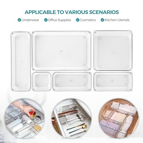 12 Pack Drawer Organizer - 3" X 3" Clear Acrylic Storage Bins with Non-Slip Pads, Versatile Desk Tray for Makeup, Jewelry, Kitchen, Bathroom, and Office Organization - size: 3"X 3"