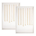 Polmart Stackable Necklace & Jewelry Organizer/Storage/Display Trays, White Leatherette (2-Pack) - color: White Leather