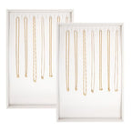 Polmart Stackable Necklace & Jewelry Organizer/Storage/Display Trays, White Leatherette (2-Pack) - color: White Leather