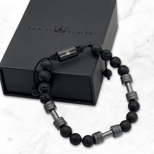 Mens Beaded Bracelet - Stone Jewelry, Black Onyx Hematite Bracelets, Mens Accessories, Adjustable - style: Grayson's Grit