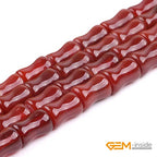 GEM-Inside 30Pcs 8x12mm Natural Red Agate Stone Plant Bamboo Knot Bone Charms Beads for Jewelry Making Power Energy Chakra Stone Beads - color: Dark Red Agate